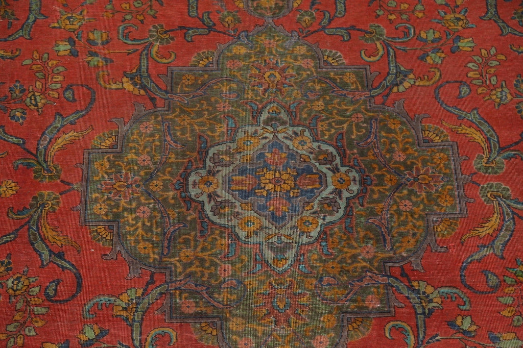 Distressed Over-Dyed Tabriz Persian Area Rug 10x13