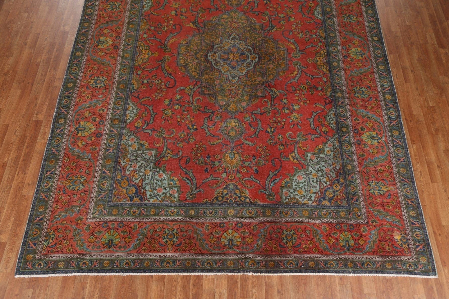 Distressed Over-Dyed Tabriz Persian Area Rug 10x13