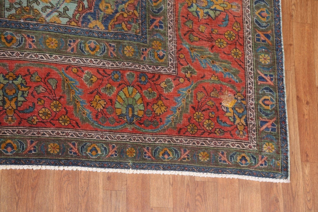 Distressed Over-Dyed Tabriz Persian Area Rug 10x13