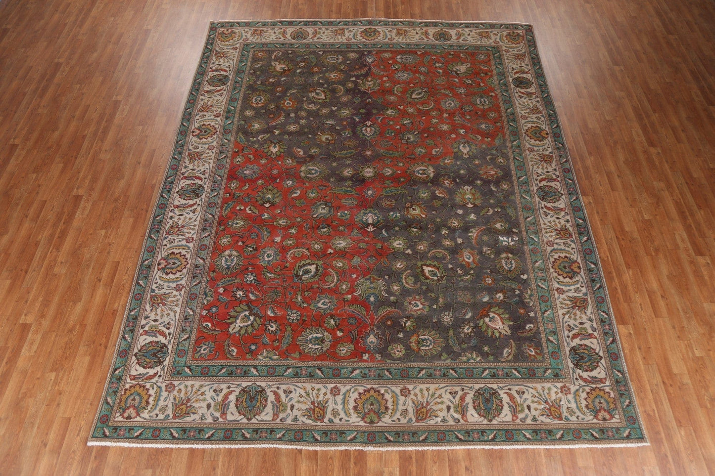 Distressed Wool Tabriz Persian Area Rug 10x13