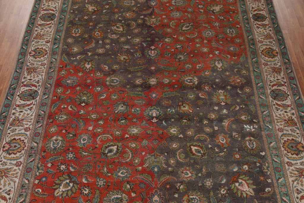 Distressed Wool Tabriz Persian Area Rug 10x13