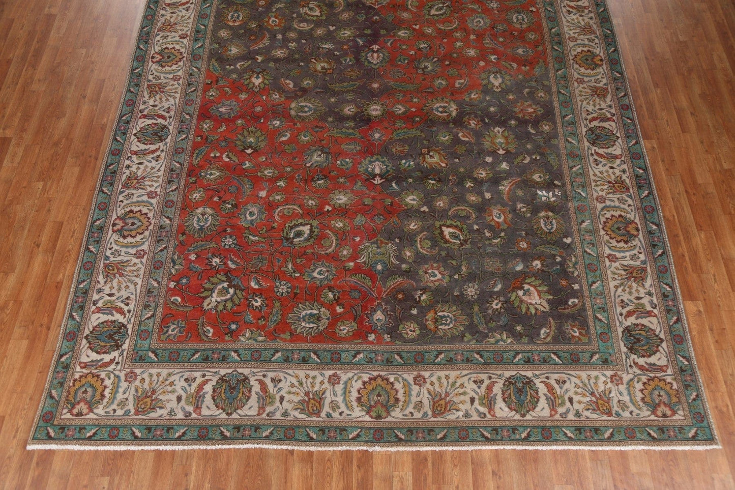 Distressed Wool Tabriz Persian Area Rug 10x13