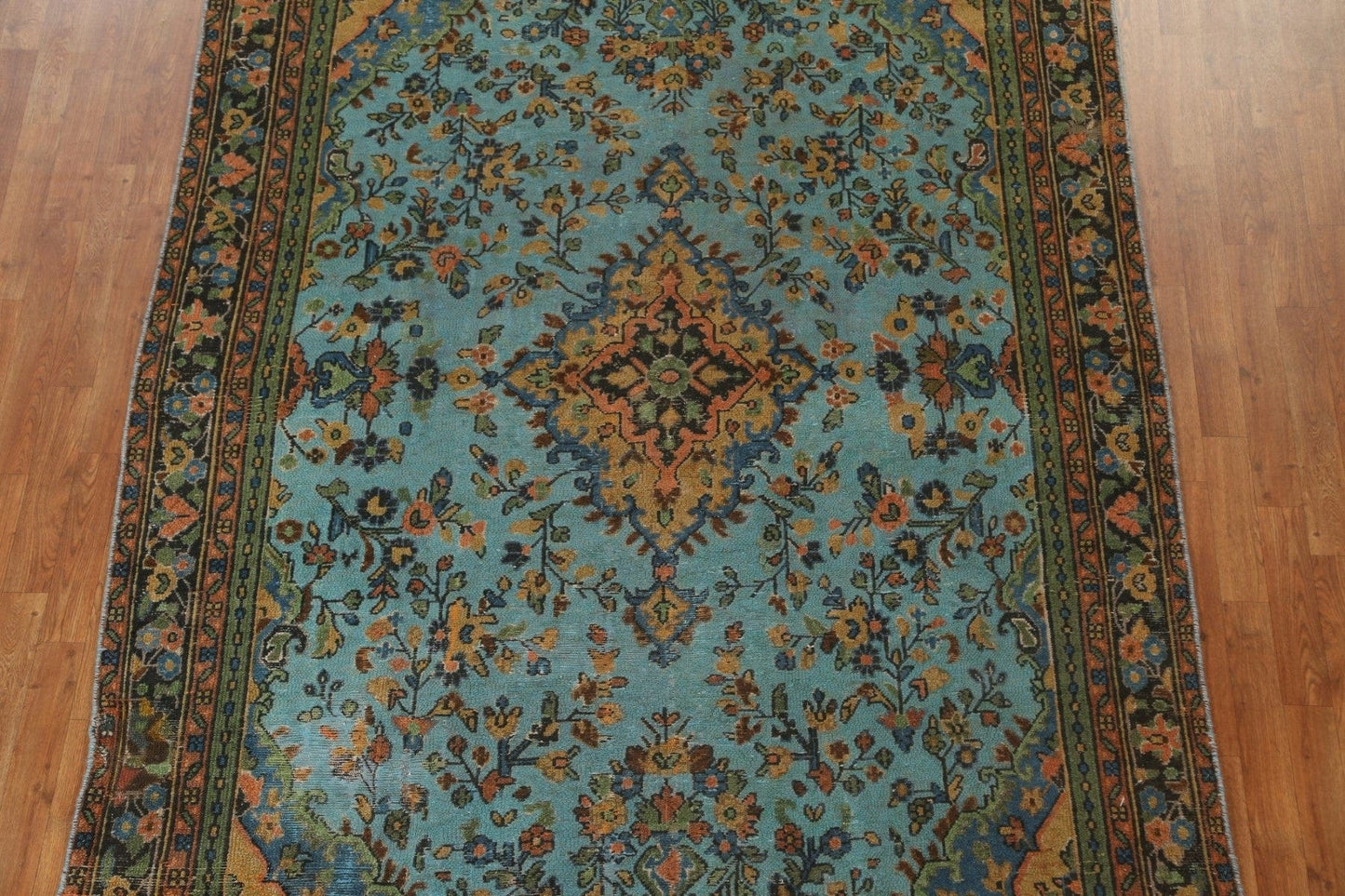 Floral Over-Dyed Hamedan Persian Area Rug 7x9