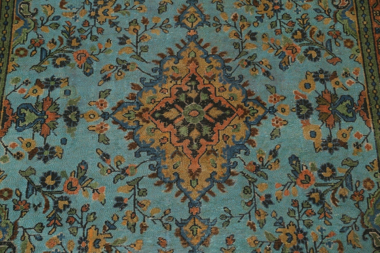 Floral Over-Dyed Hamedan Persian Area Rug 7x9