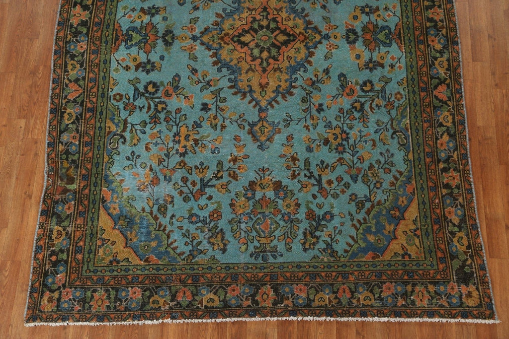 Floral Over-Dyed Hamedan Persian Area Rug 7x9