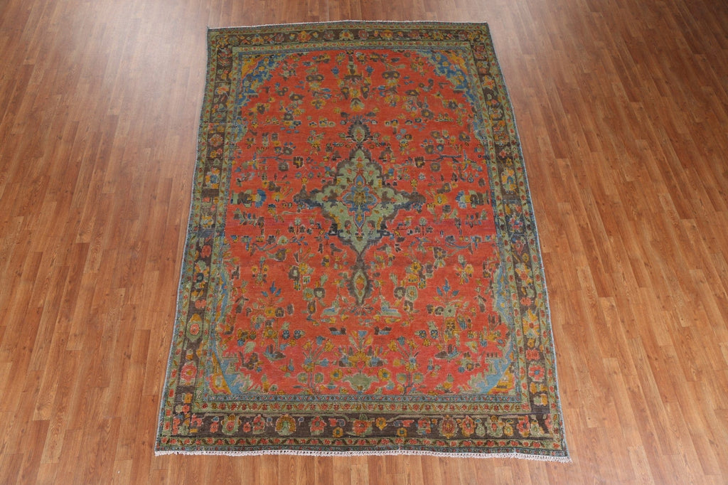 Vintage Wool Hamedan Persian Area Rug 7x10