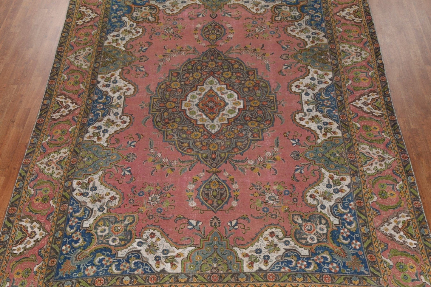 Vintage Geometric Tabriz Persian Area Rug 9x12