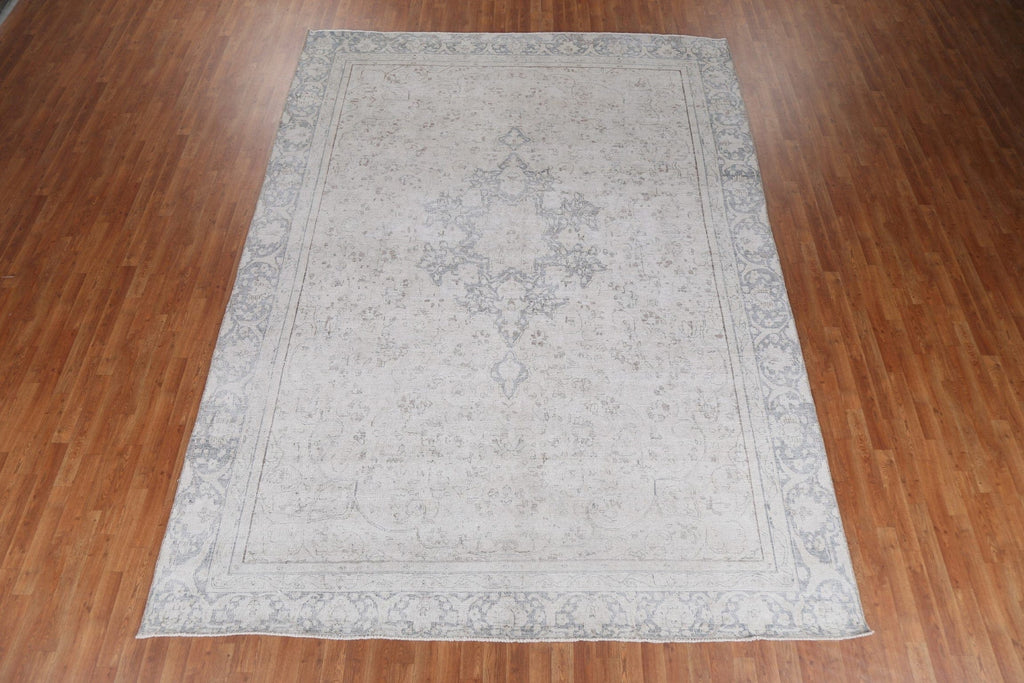 Muted Handmade Wool Kerman Persian Area Rug 9x12