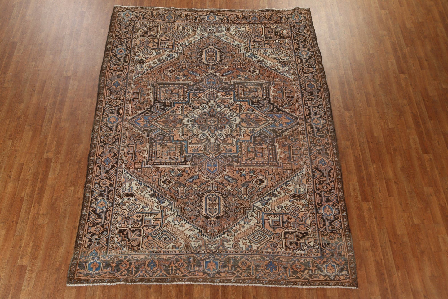 Vintage Geometric Heriz Persian Area Rug 8x11