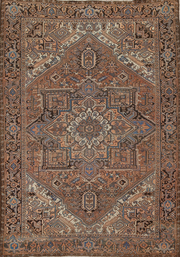 Vintage Geometric Heriz Persian Area Rug 8x11