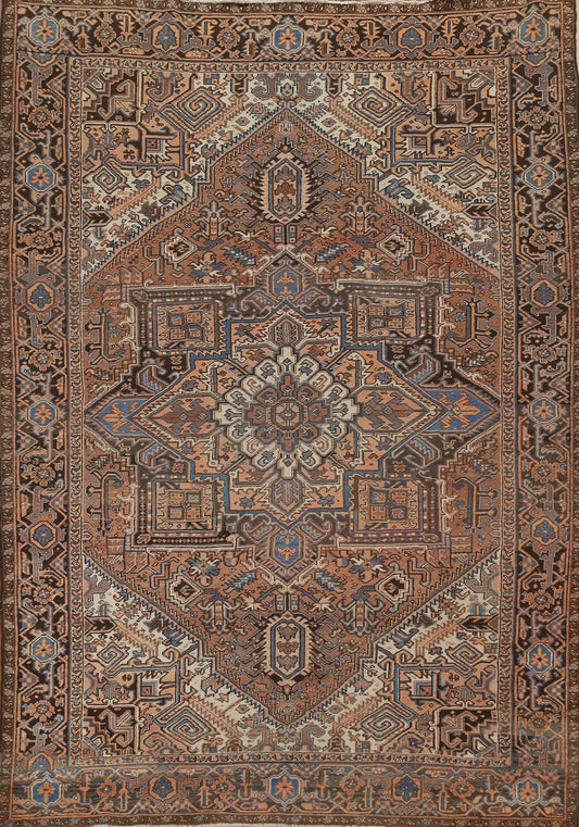 Vintage Geometric Heriz Persian Area Rug 8x11