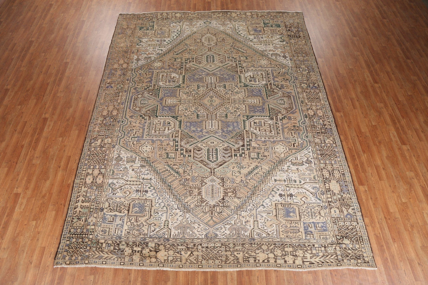 Geometric Wool Heriz Persian Area Rug 10x13