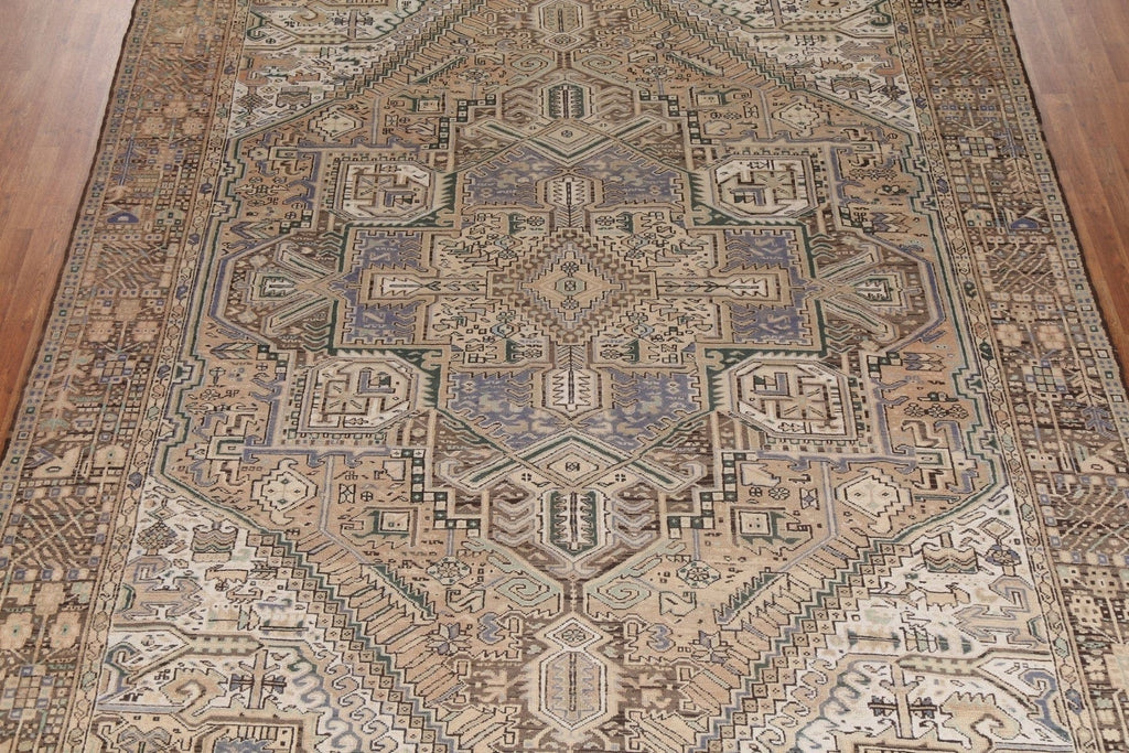 Geometric Wool Heriz Persian Area Rug 10x13