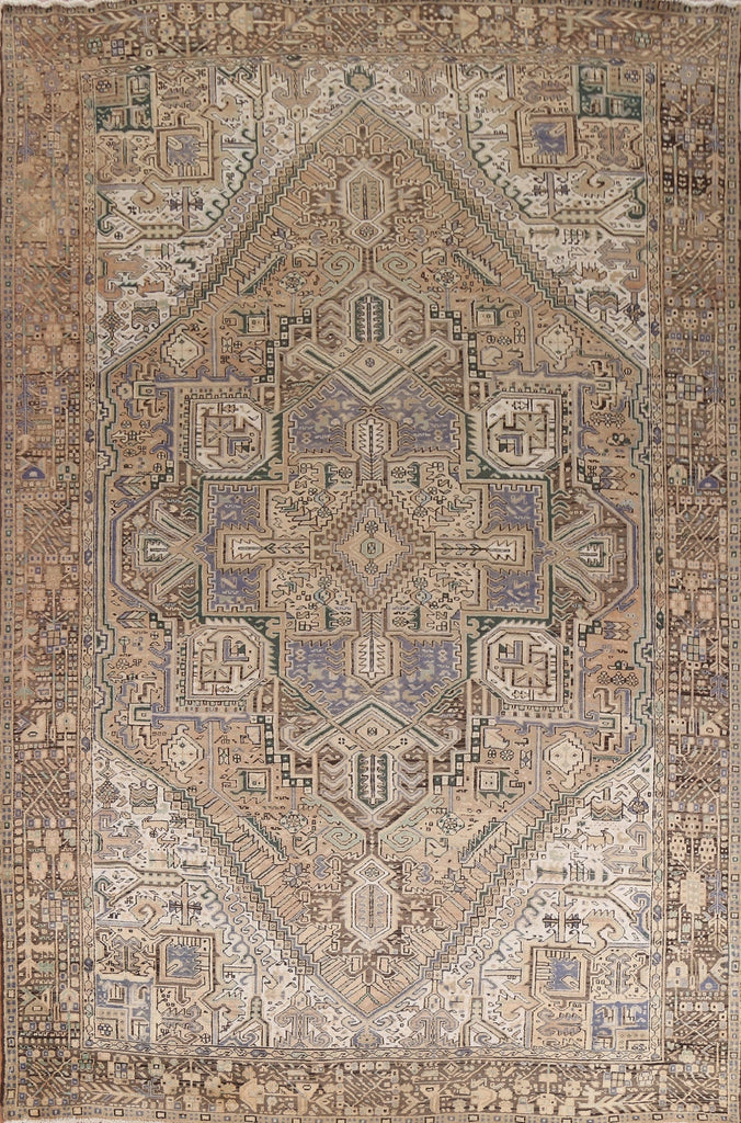 Geometric Wool Heriz Persian Area Rug 10x13