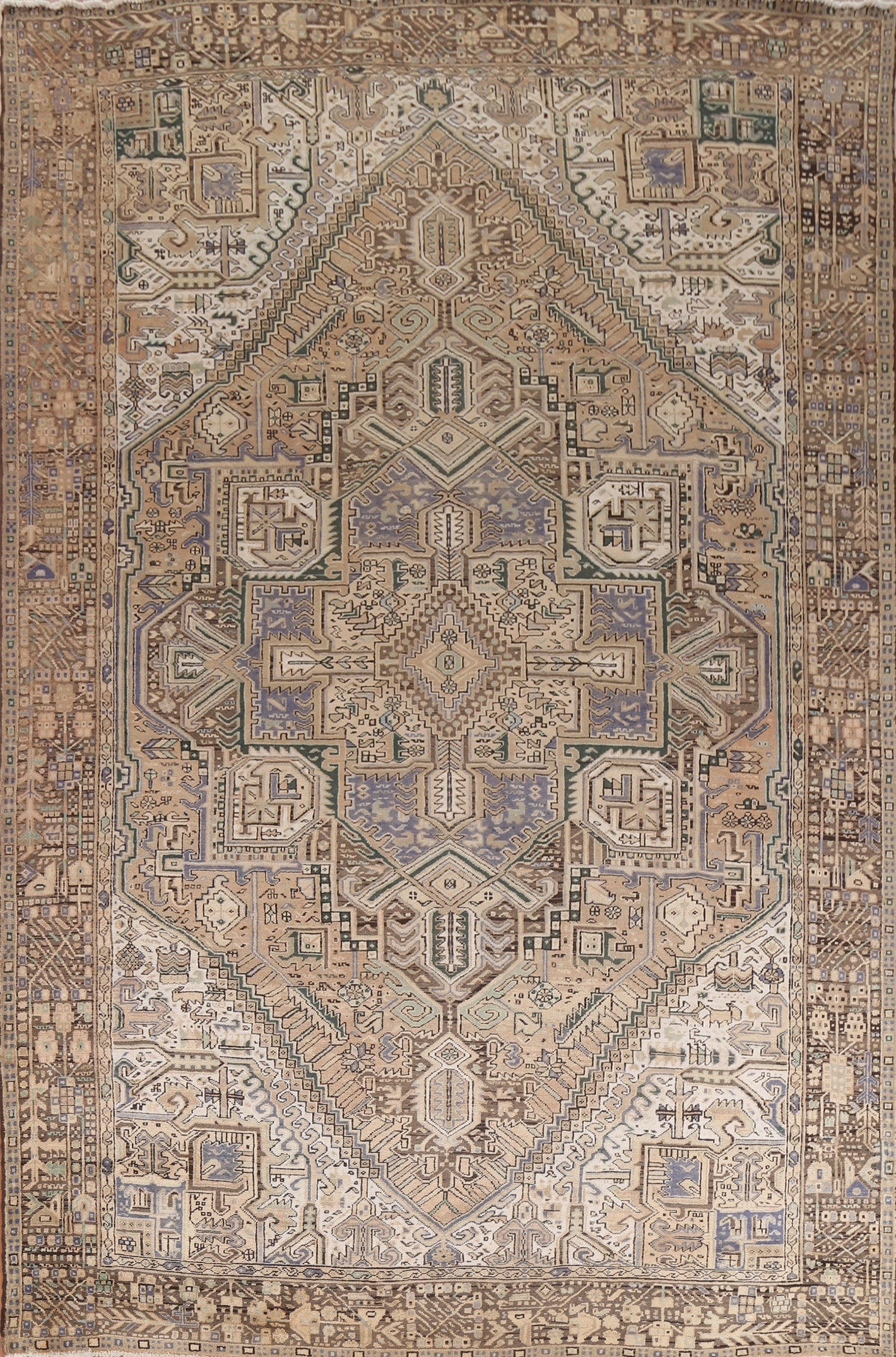 Geometric Wool Heriz Persian Area Rug 10x13