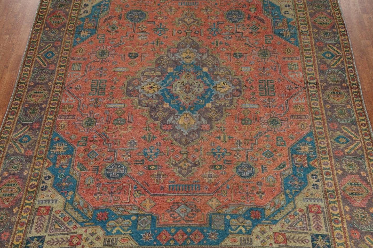 Distressed Over-Dyed Tabriz Persian Area Rug 9x12