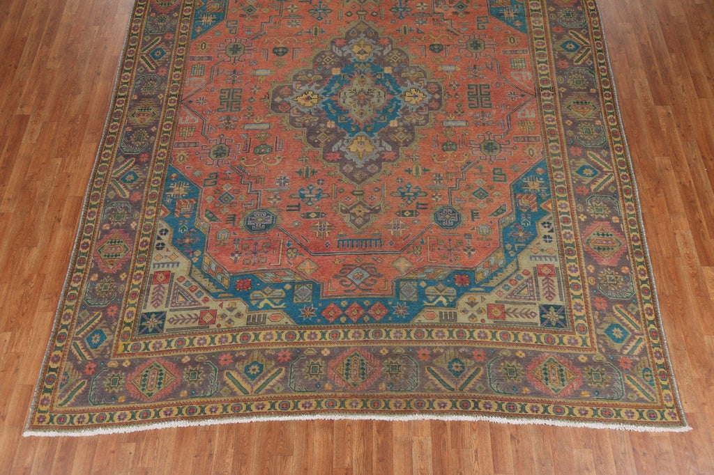 Distressed Over-Dyed Tabriz Persian Area Rug 9x12