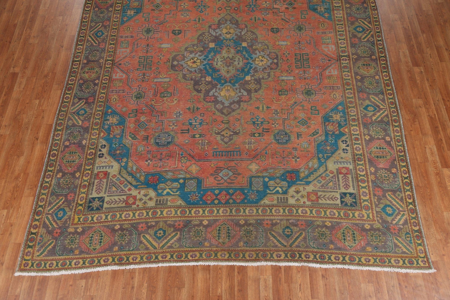 Distressed Over-Dyed Tabriz Persian Area Rug 9x12