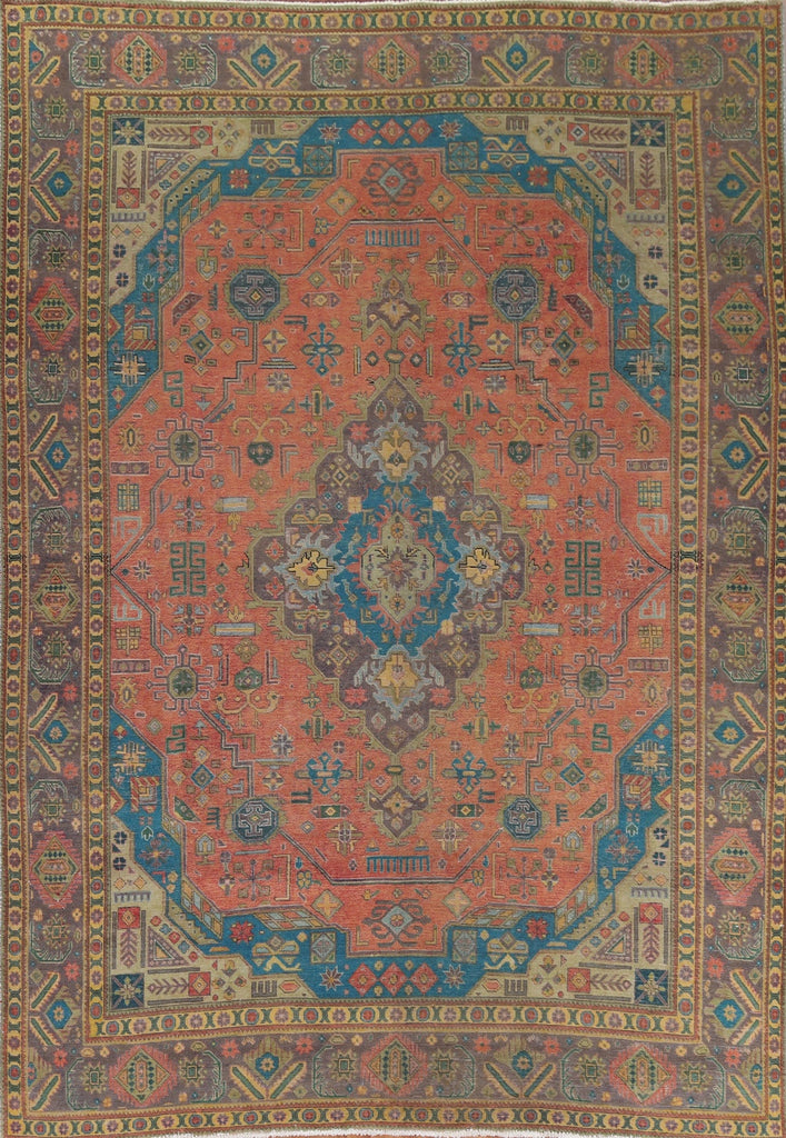 Distressed Over-Dyed Tabriz Persian Area Rug 9x12