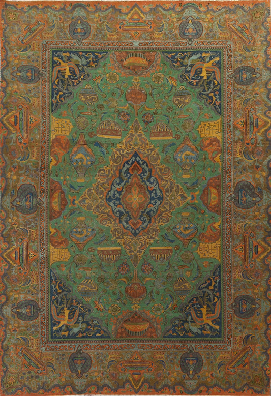 Green Over-Dyed Kashmar Persian Area Rug 10x13