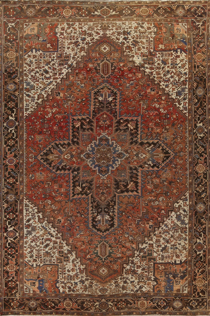 Geometric Wool Heriz Persian Area Rug 10x13