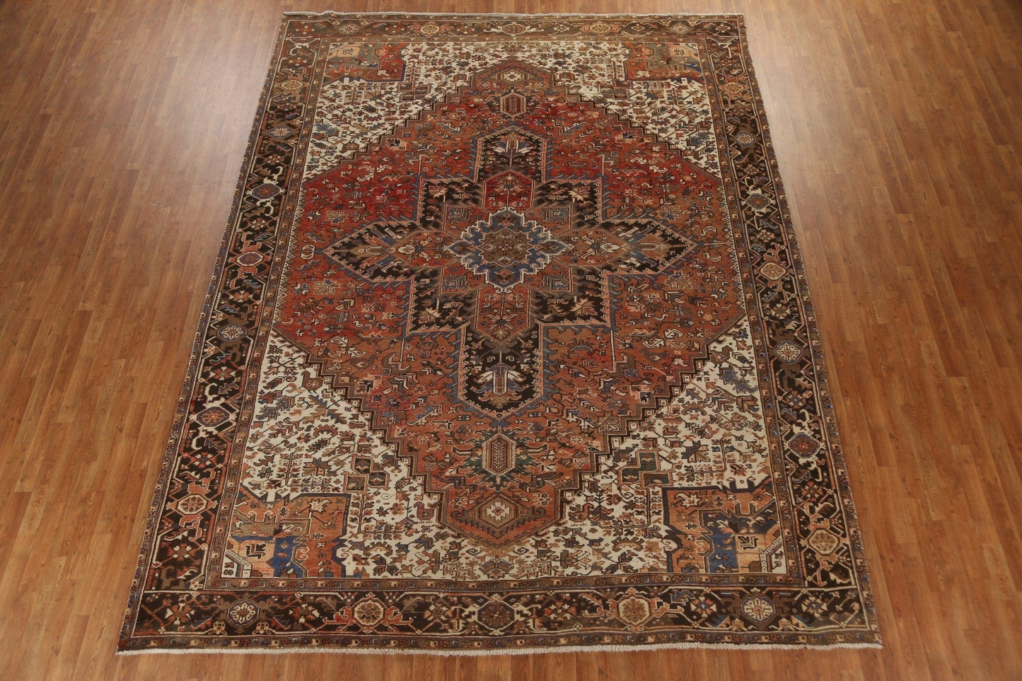 Geometric Wool Heriz Persian Area Rug 10x13