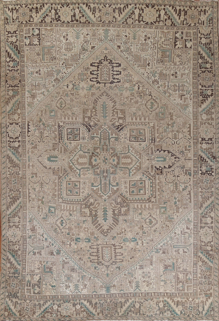 Vintage Geometric Heriz Persian Area Rug 10x13