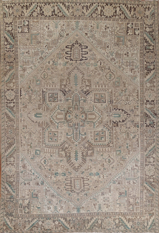 Vintage Geometric Heriz Persian Area Rug 10x13