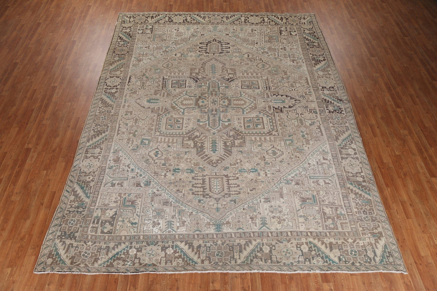 Vintage Geometric Heriz Persian Area Rug 10x13