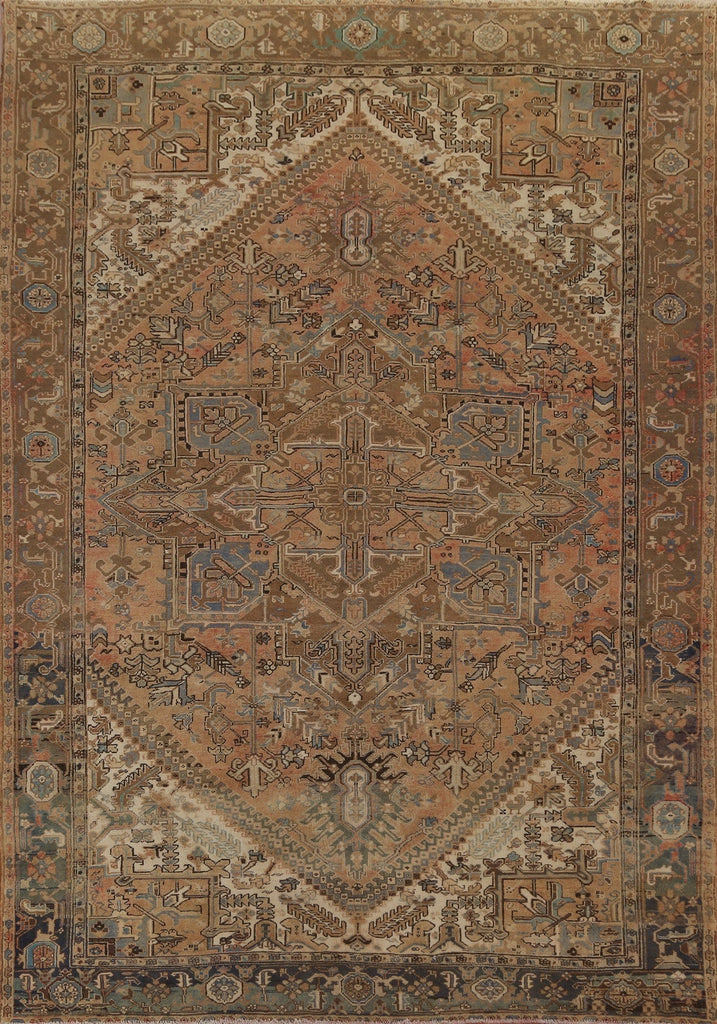 Vintage Geometric Heriz Persian Area Rug 8x11