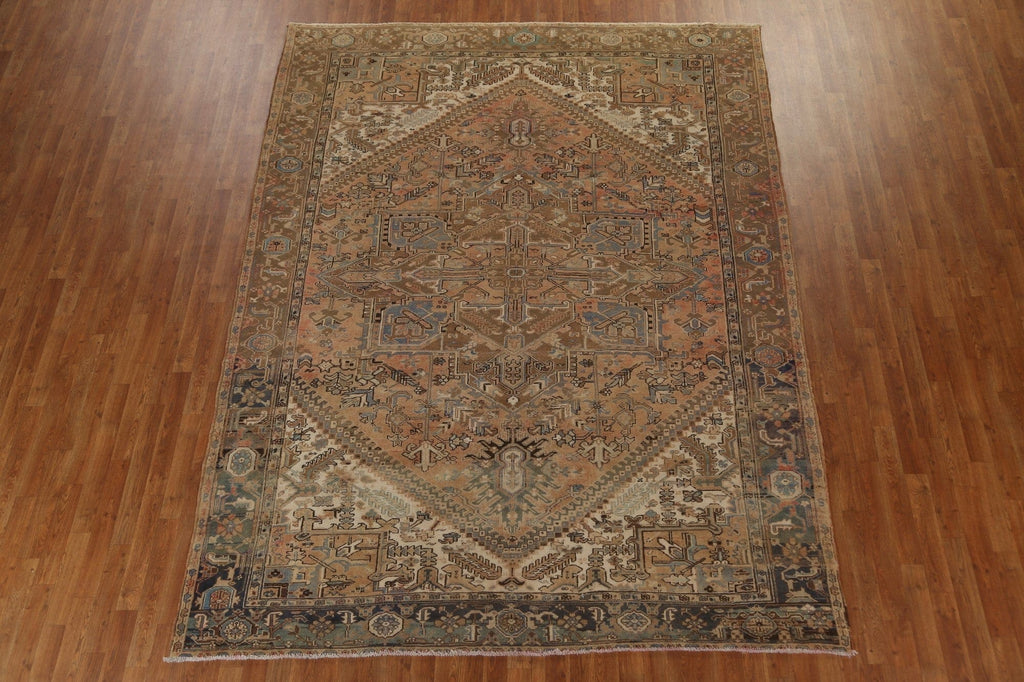 Vintage Geometric Heriz Persian Area Rug 8x11