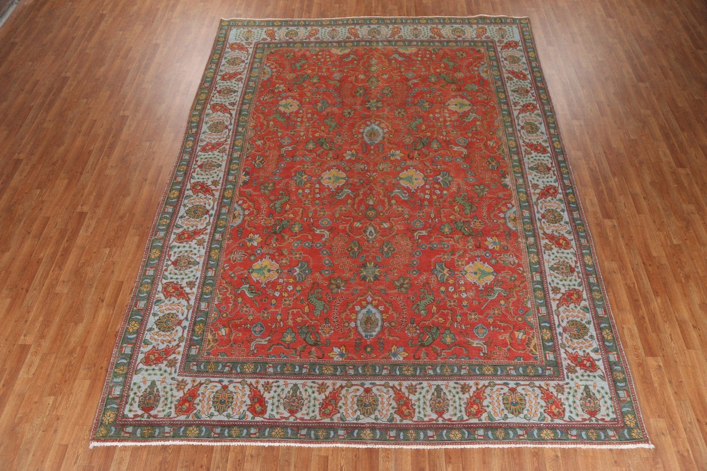 Distressed Wool Tabriz Persian Area Rug 10x13