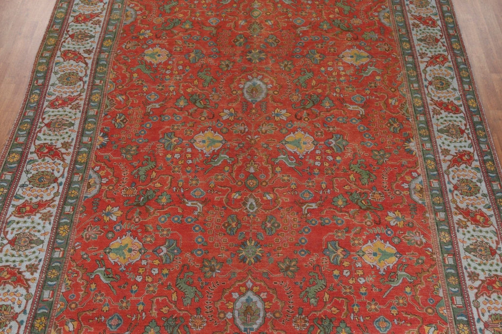 Distressed Wool Tabriz Persian Area Rug 10x13