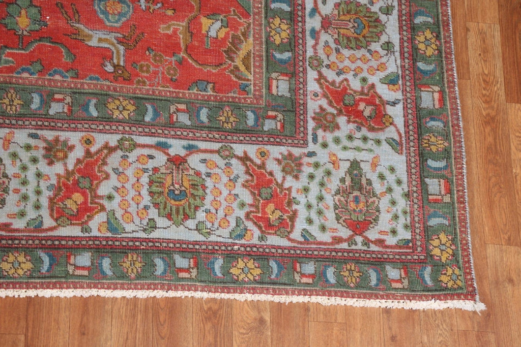 Distressed Wool Tabriz Persian Area Rug 10x13