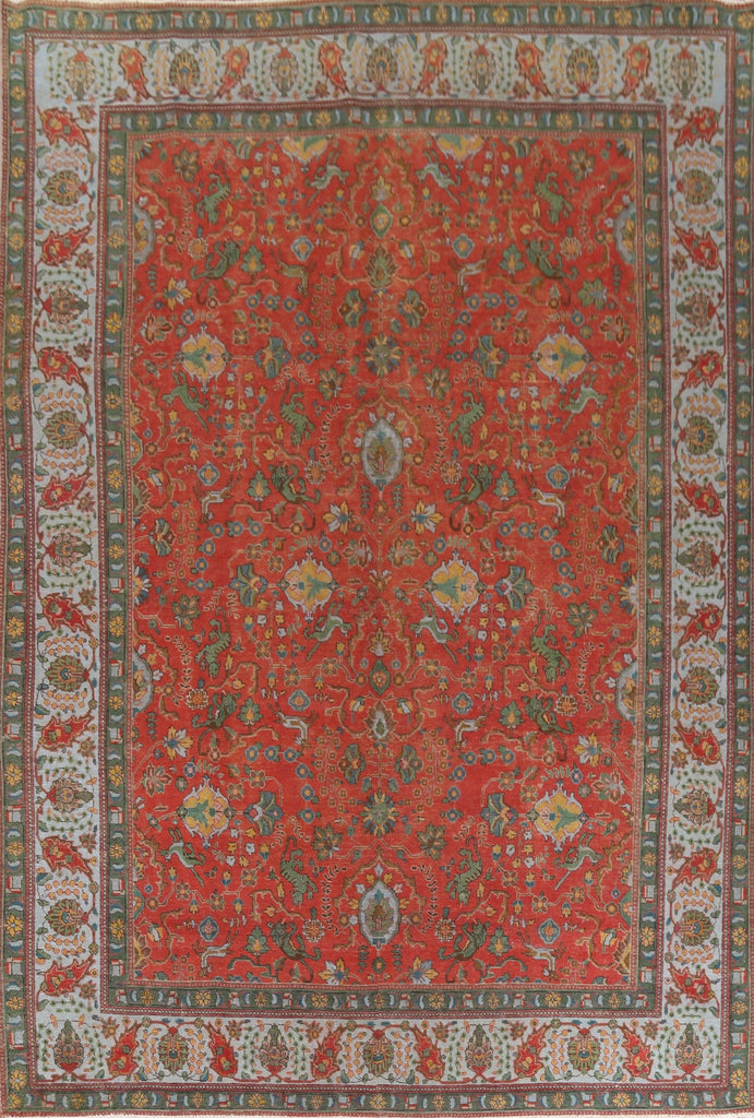 Distressed Wool Tabriz Persian Area Rug 10x13