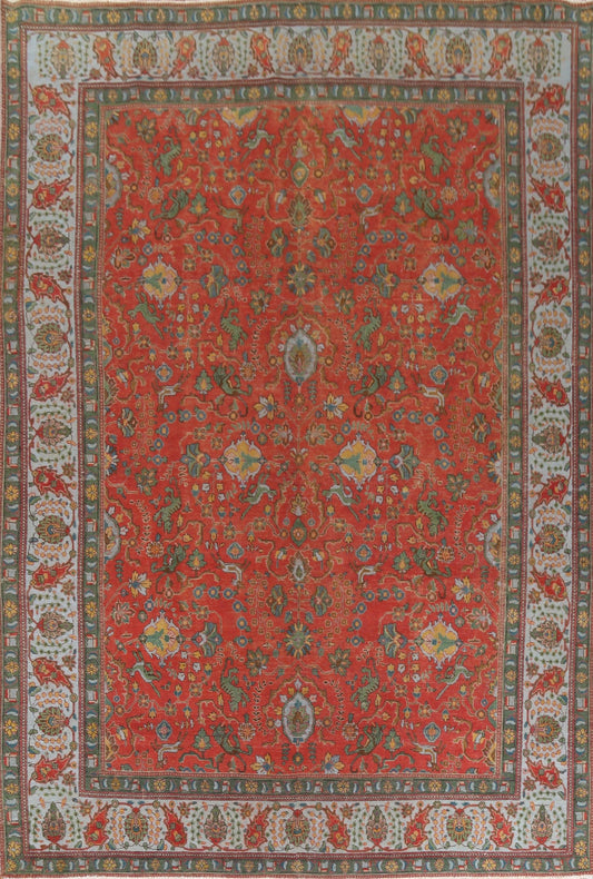 Distressed Wool Tabriz Persian Area Rug 10x13