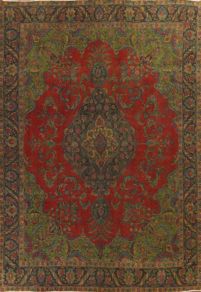 Red Over-Dyed Tabriz Persian Area Rug 10x13