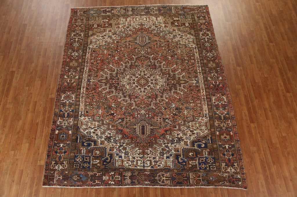 Vintage Geometric Heriz Persian Area Rug 8x11