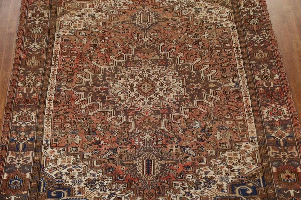 Vintage Geometric Heriz Persian Area Rug 8x11