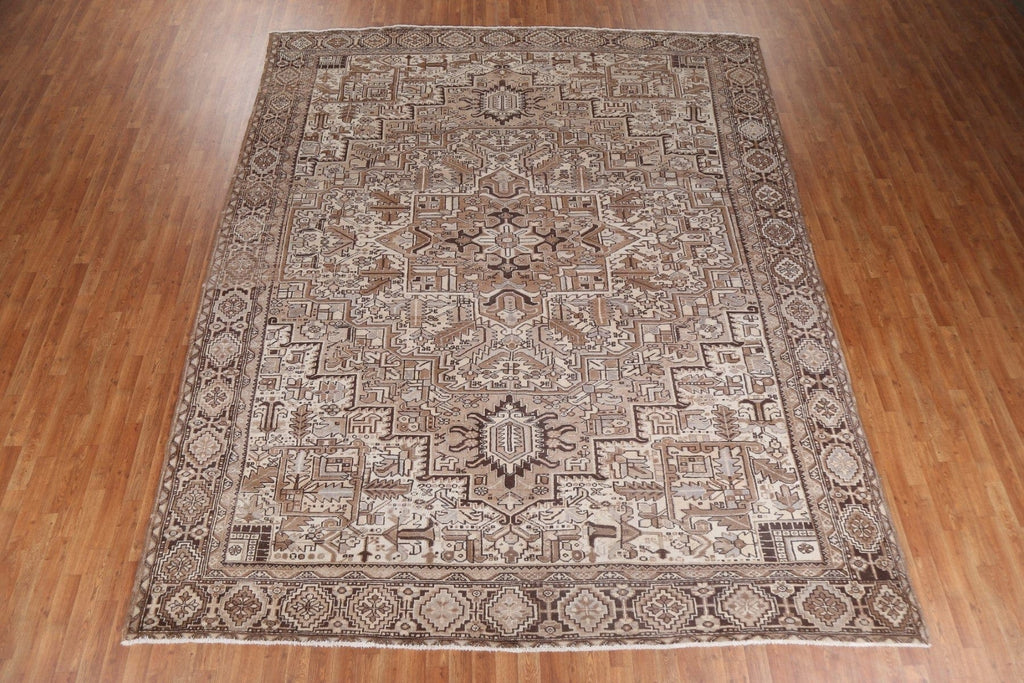 Vintage Geometric Heriz Persian Area Rug 10x12