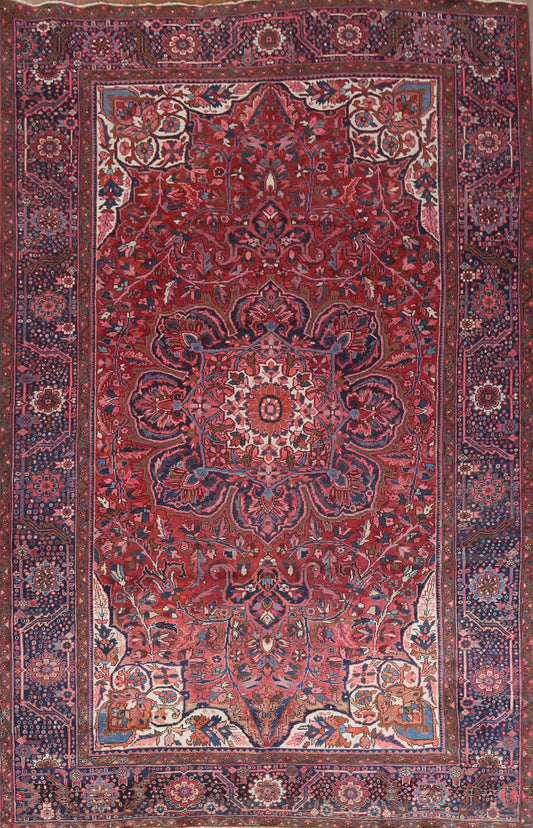 Vintage Red Wool Heriz Persian Area Rug 10x13