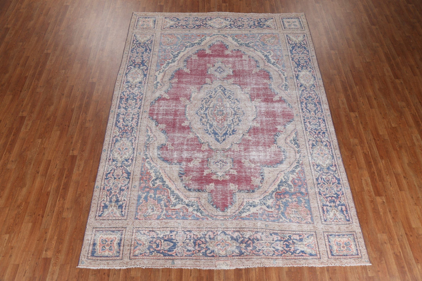 Distressed Wool Kerman Persian Area Rug 8x11