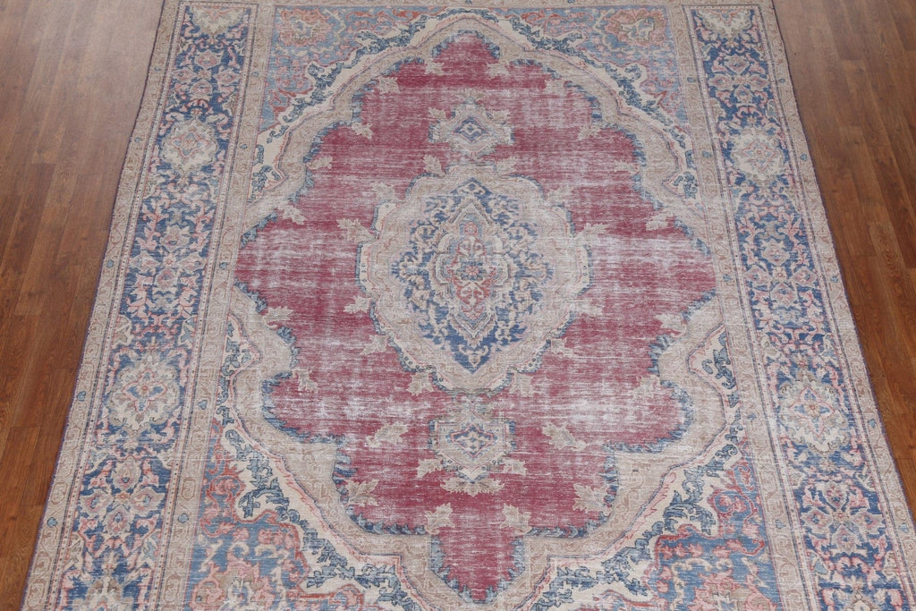 Distressed Wool Kerman Persian Area Rug 8x11