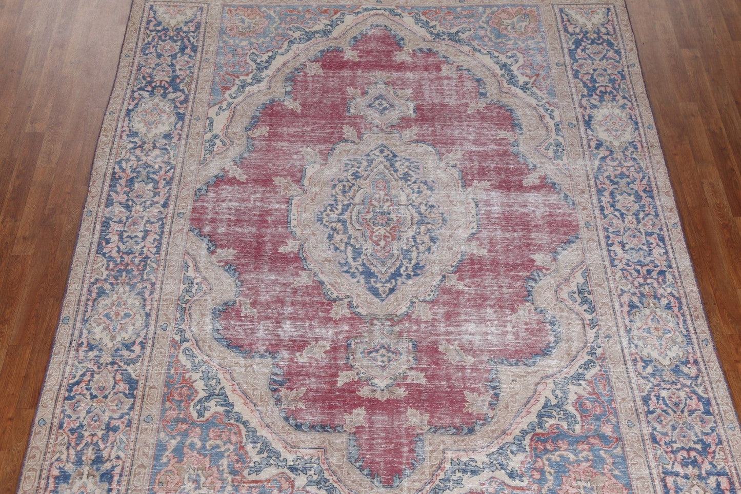 Distressed Wool Kerman Persian Area Rug 8x11