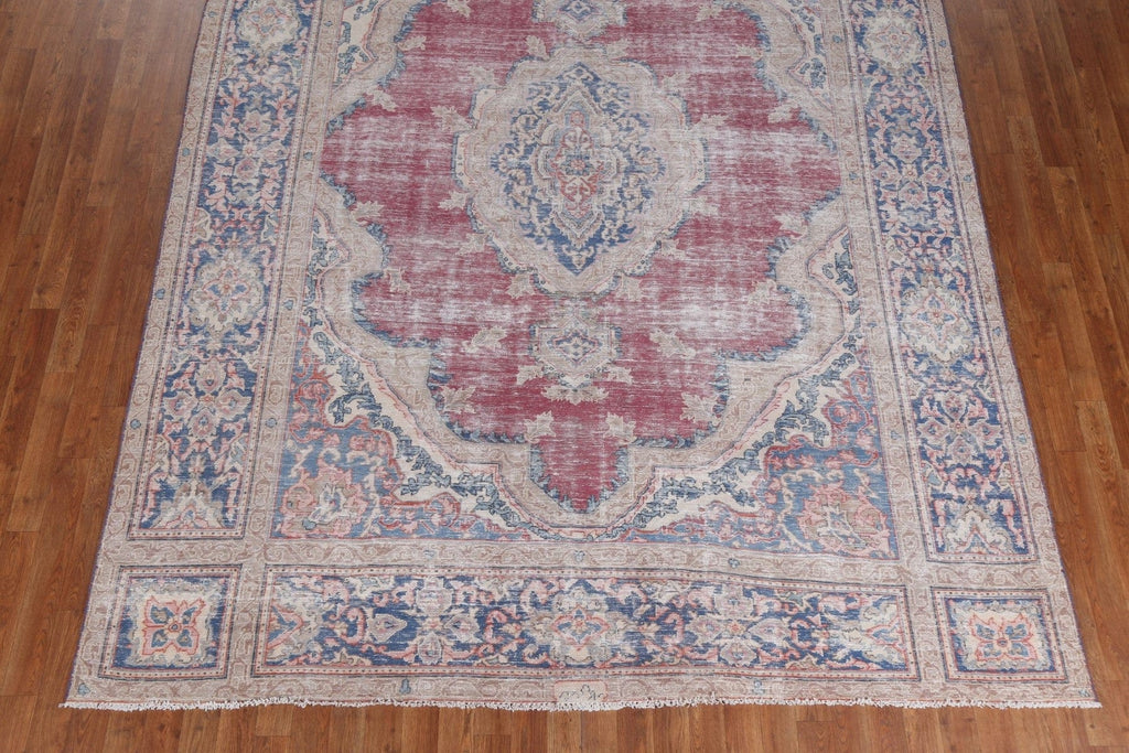 Distressed Wool Kerman Persian Area Rug 8x11