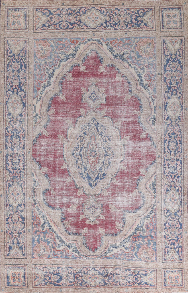 Distressed Wool Kerman Persian Area Rug 8x11