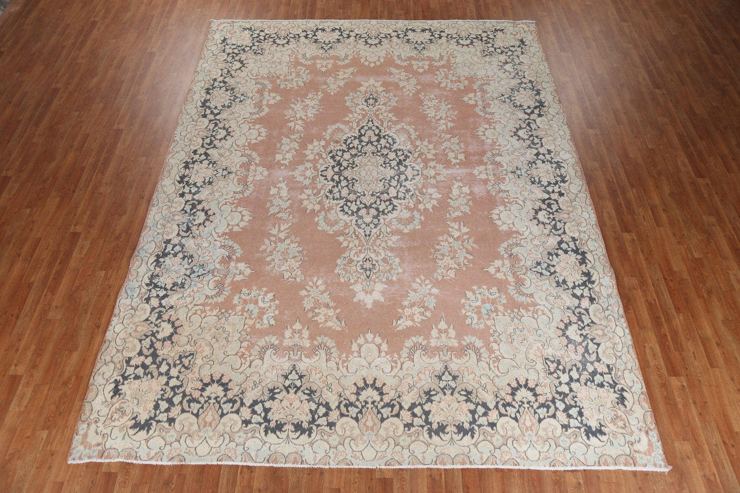 Vintage Floral Wool Kerman Persian Area Rug 10x13