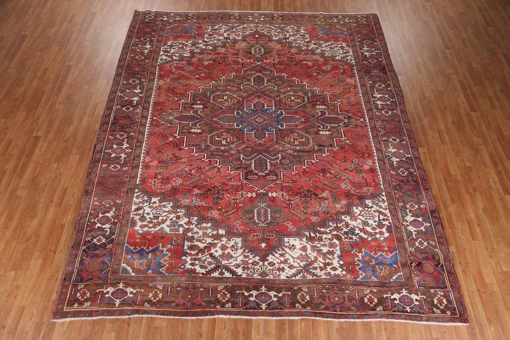 Hand-Knotted Wool Heriz Persian Area Rug 10x12