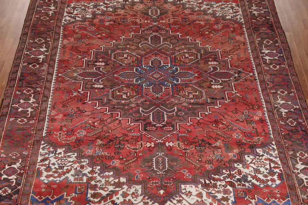 Hand-Knotted Wool Heriz Persian Area Rug 10x12