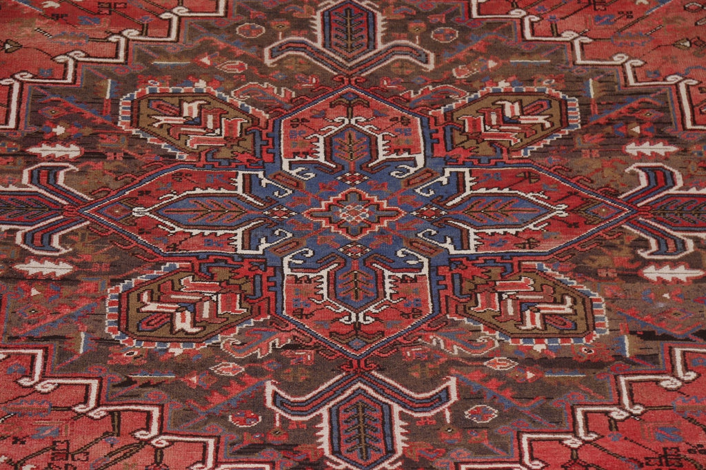 Hand-Knotted Wool Heriz Persian Area Rug 10x12